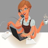 a multitasking office secretary