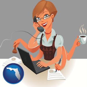 a multitasking office secretary - with Florida icon