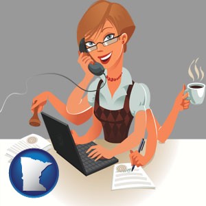 a multitasking office secretary - with Minnesota icon