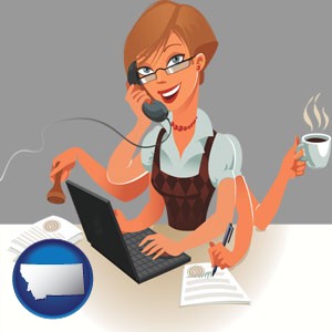 a multitasking office secretary - with Montana icon