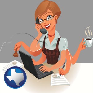 a multitasking office secretary - with Texas icon